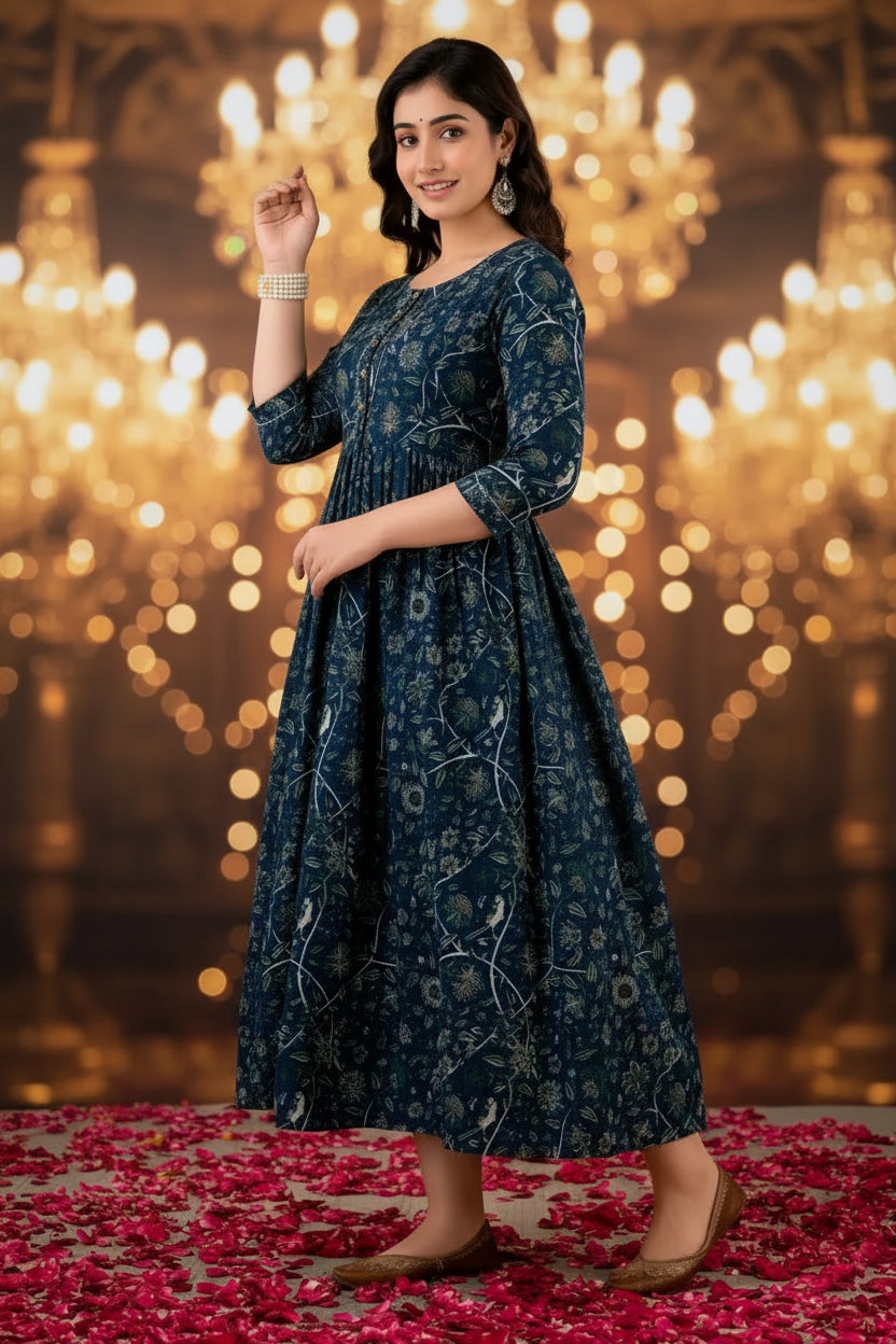 Women Printed Cotton Maternity Feeding Kurti Stylish Anarkali Pregnan...